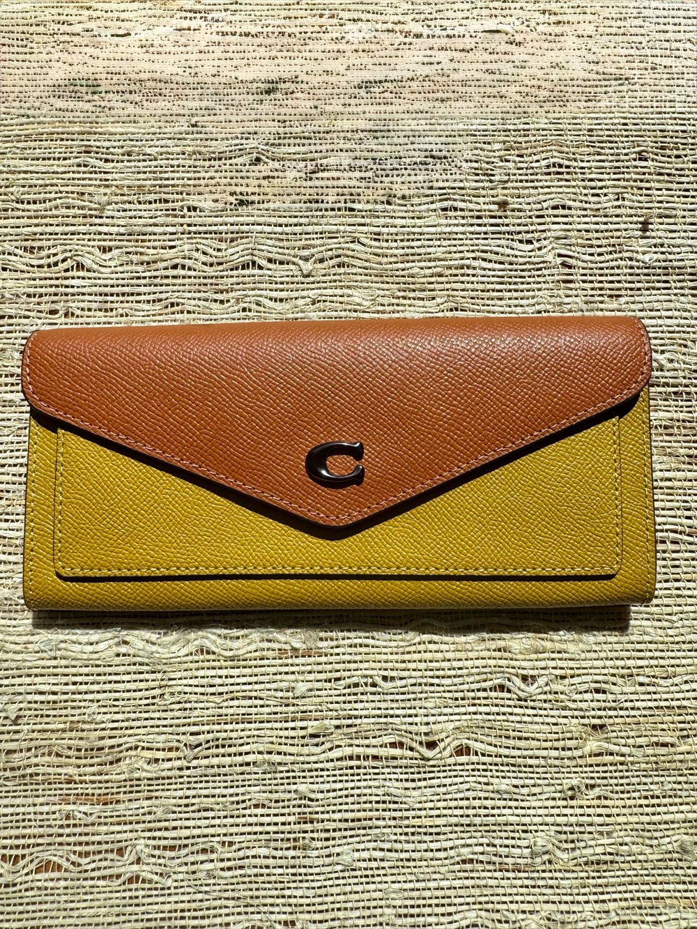 Coach Wyn Soft Wallet in Colorblock - Pewter Flax Multi - Tan Mustard